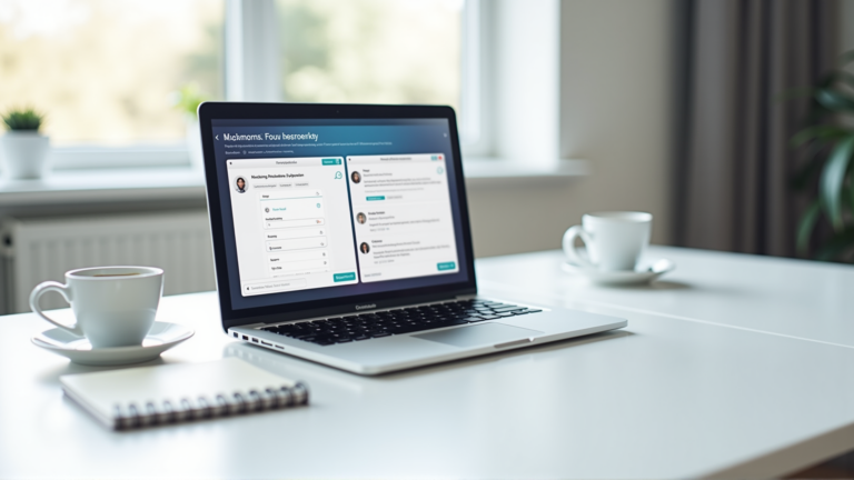 Moderne Webdesign-Arbeitsstation mit Perplexity und ChatGPT KI-Suchmaschinen auf dem Monitor