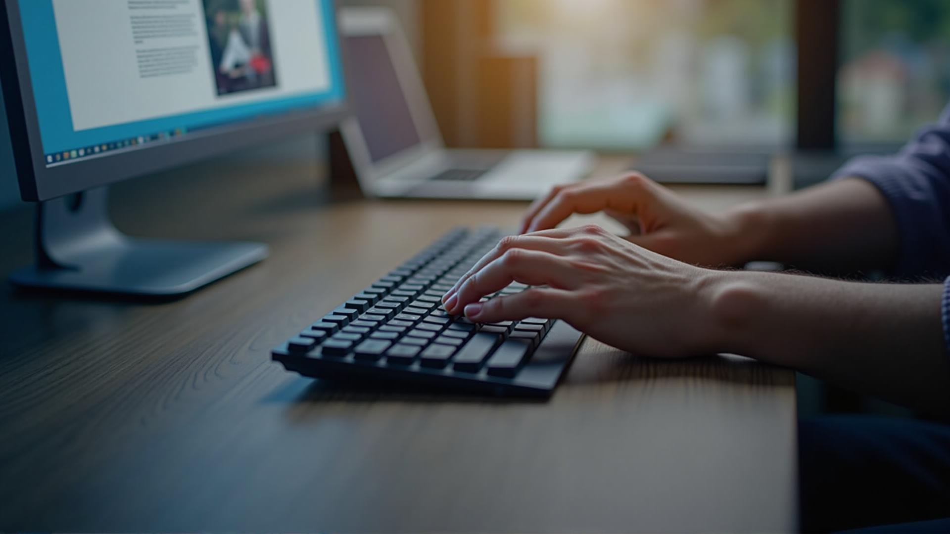Hände tippen schnell auf moderner Mechanik-Tastatur während professioneller Webentwicklung